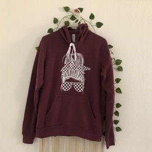 Size medium maroon checked flag race girl hoodie